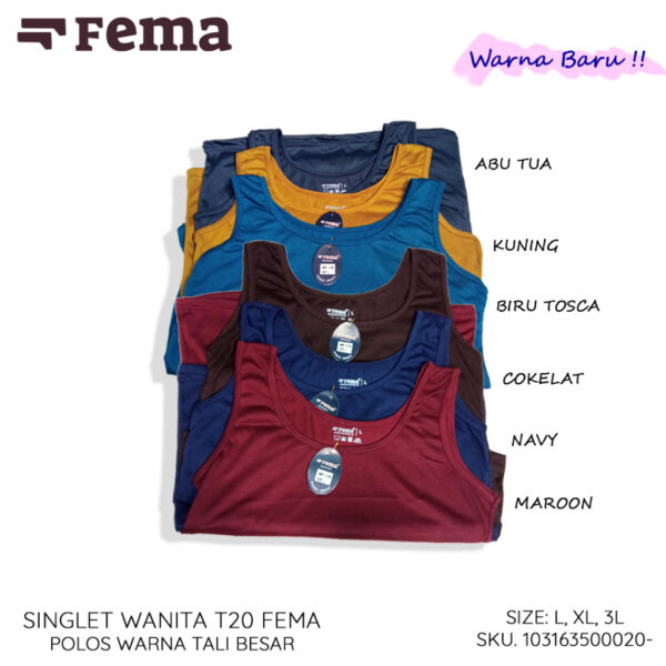FEMA Official Shop Ecer 1 Pcs Singlet Wanita Tanktop Tali Kecil Besar Warna Polos