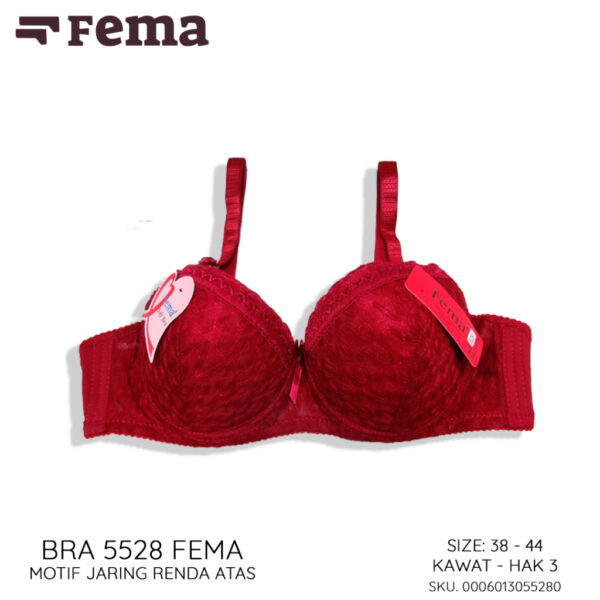 FEMA Official Shop Ecer 1 pcs Bh Bra 5528 Motif Jaring Renda Atas Kawat - Image 4
