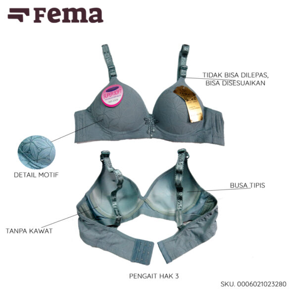 FEMA Official Shop Ecer 1 pcs BH Bra 2328 Motif Bunga - Gambar 2
