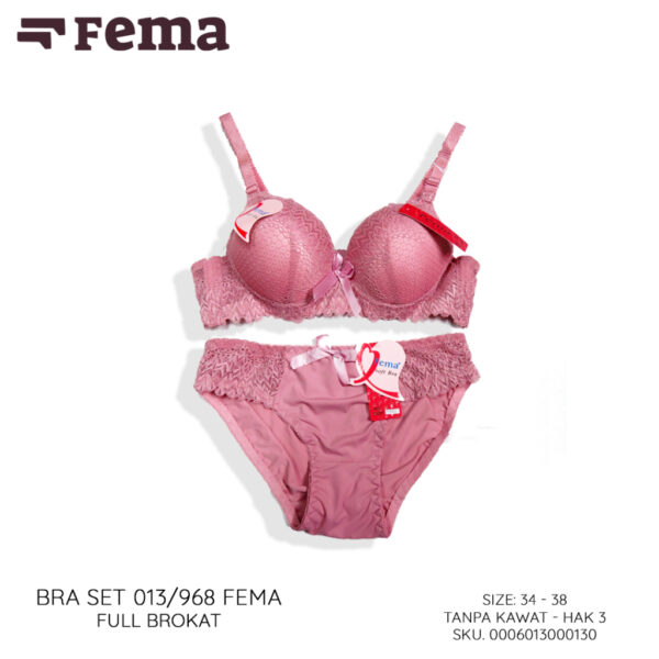 FEMA Official Shop Ecer 1 Pcs BH Bra Set 013/968 Brokat Tanpa Kawat - Image 3