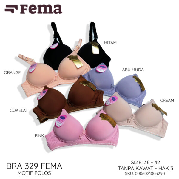 FEMA Official Shop Ecer 1 pcs Bh Bra  329 Motif Polos Tanpa Kawat - Image 2