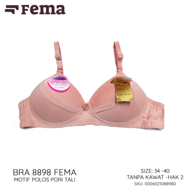 FEMA Official Shop Ecer 1 pcs Bh Bra 8898 Polos Pori Tali - Gambar 3