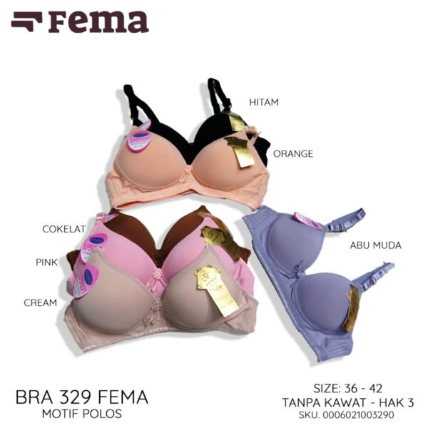 FEMA Official Shop Ecer 1 pcs Bh Bra  329 Motif Polos Tanpa Kawat - Image 4