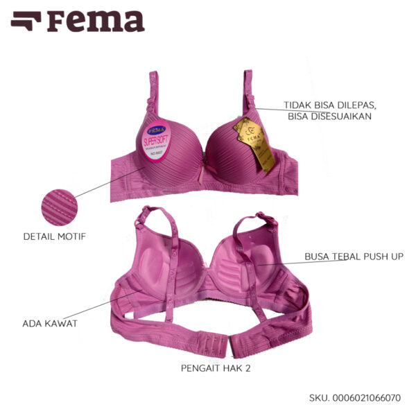 FEMA Official Shop Ecer 1 pcs Bh Bra 6607 Pengait 2 Polos Salur Kawat - Image 2
