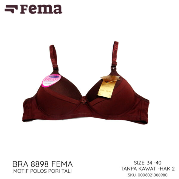FEMA Official Shop Ecer 1 pcs Bh Bra 8898 Polos Pori Tali - Gambar 2