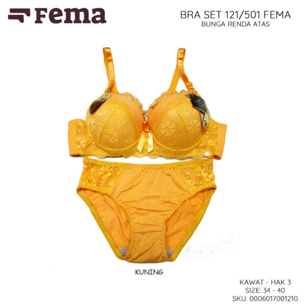 FEMA Official Shop Ecer 1 Pcs BH Bra Set 121/501 Bunga Renda Atas - Image 5