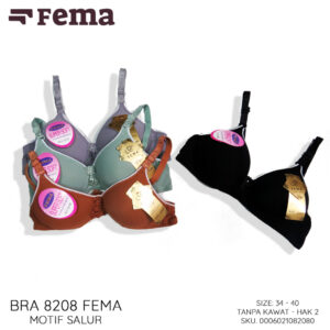 FEMA Official Shop Ecer 1 pcs Bh Bra 8208 Motif Salur Lis Putih