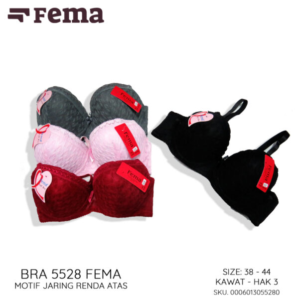 FEMA Official Shop Ecer 1 pcs Bh Bra 5528 Motif Jaring Renda Atas Kawat - Image 2