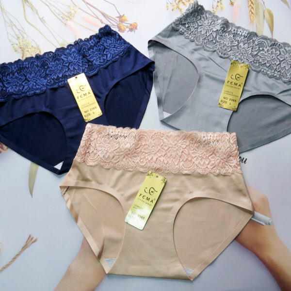 FEMA Official Shop GROSIR 1 Lusin Celana Dalam Wanita 2365 Seamless Renda Tanpa Jahit - Image 3