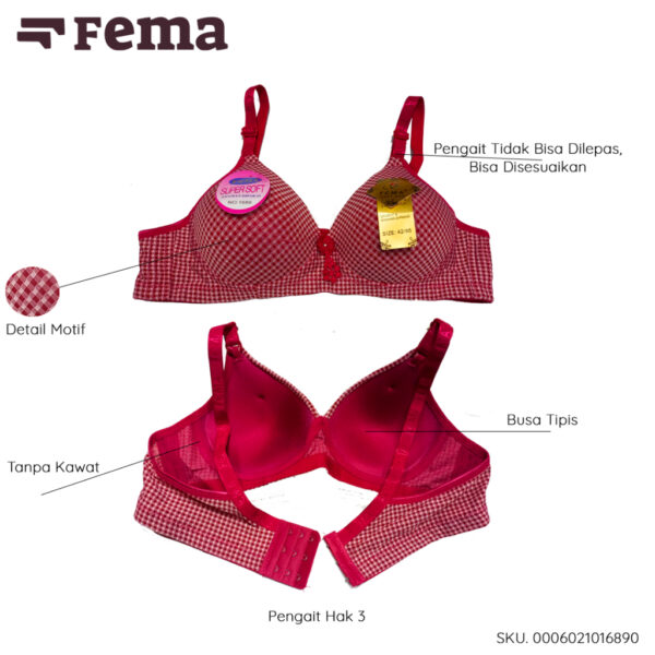FEMA Official Shop Ecer 1 pcs BH Bra 1689 Kotak Kotak - Image 3