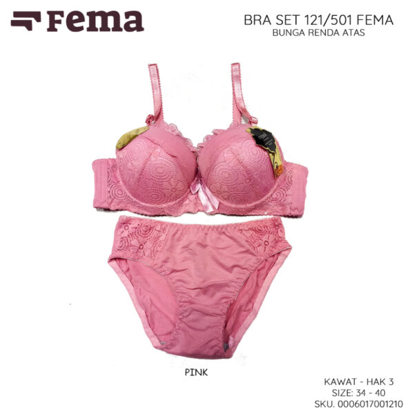 FEMA Official Shop Ecer 1 Pcs BH Bra Set 121/501 Bunga Renda Atas - Image 4