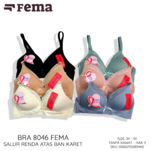 FEMA Official Shop Ecer 1 pcs BH Bra 2312/ 8046 Salur Renda Atas Ban Karet