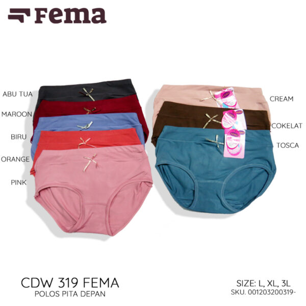 FEMA Official Shop Ecer 1 Pcs Celana Dalam Wanita 319 Polos Pita Polyester - Image 2
