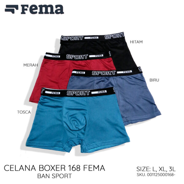 FEMA Official Shop Ecer 1 pcs Celana Dalam Boxer Pria 168 Ban Sport Spandex