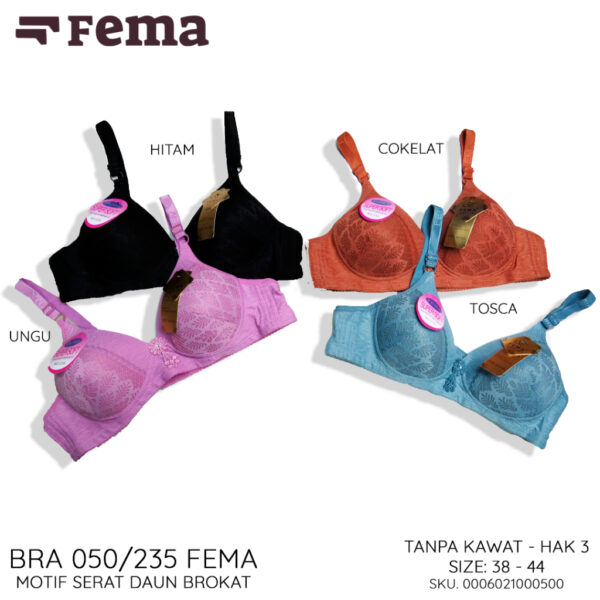 FEMA Official Shop Ecer 1 pcs Bh Bra 050/235 Motif Daun Brokat JUMBO BIG SIZE - Image 3