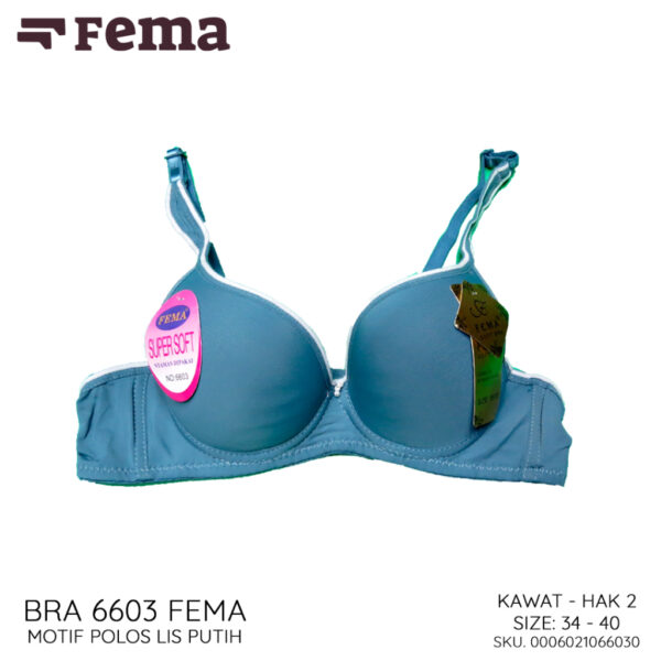 FEMA Official Shop Ecer 1 Pcs BH Bra 6603 Motif Polos Lis Putih - Image 3