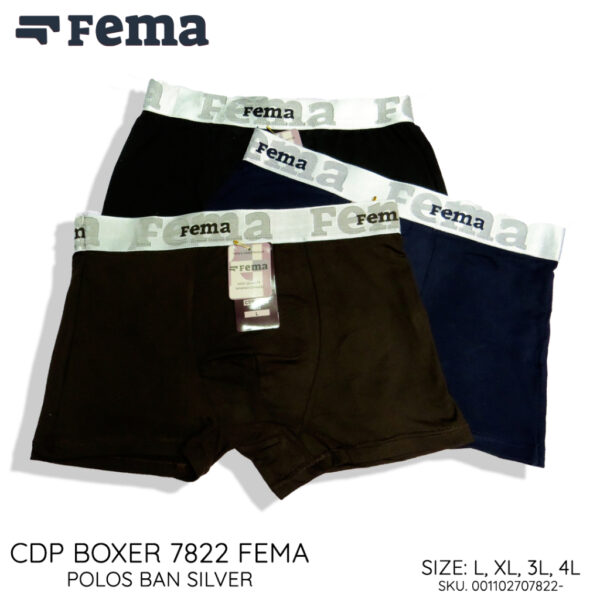 FEMA Official Shop Ecer 1 pcs Celana Dalam Pria Boxer 7822 Polos Ban Silver Glossy - Image 2