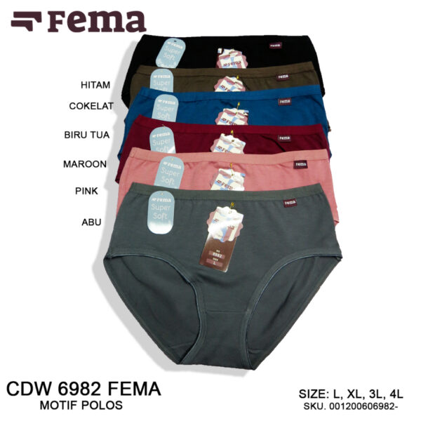 FEMA Official Shop ECER 1 pcs Celana Dalam Wanita 6982 Polos Katun - Image 2