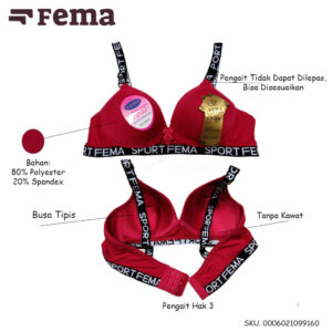FEMA Official Shop Ecer 1 pcs BH Bra 9916/3396 Polos Tali Sport