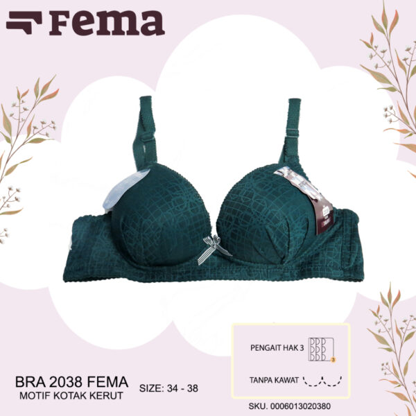FEMA Official Shop Ecer 1 Pcs BH Bra 2038 Motif Kotak Halus Tanpa Kawat - Image 3