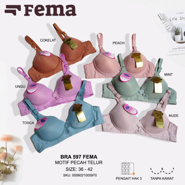 FEMA Official Shop Ecer 1 pcs Bh Bra 597 Pecah Telur Motif Sembur Tanpa Kawat