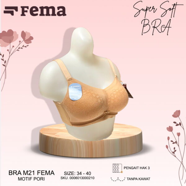 FEMA Official Shop Ecer 1 pcs Bh Bra M21 Halus Brokat Pori Tanpa Kawat - Image 2