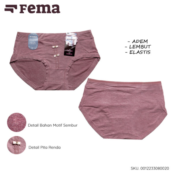 FEMA Official Shop Ecer 1 Pcs Celana Dalam Wanita 8002 Polos Sembur Pita Renda - Image 2
