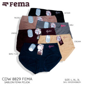 FEMA Official Shop Ecer 1pcs Celana Dalam Wanita 8829 Polos Sablon