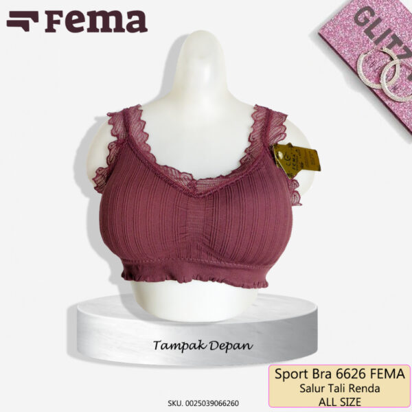 FEMA Official Shop Ecer 1 pcs Miniset Busa Sport Bra 6626 Renda Salur - Image 4
