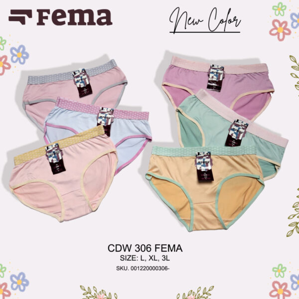 FEMA Official Shop Ecer 1 Pcs Celana Dalam Wanita 306 Polos Polkadot