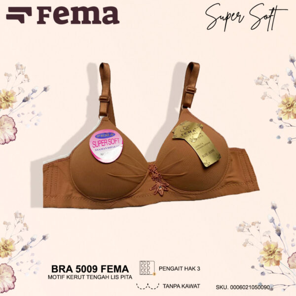 FEMA Official Shop Ecer 1 pcs BRA 5009 Kerut Tengah Salur Tanpa Kawat - Image 2