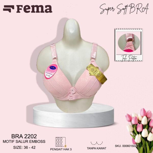 FEMA Official Shop Ecer 1 pcs BRA 2202 Salur Emboss Tanpa Kawat - Image 5