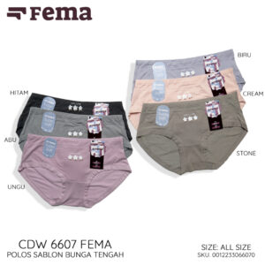 FEMA Official Shop Ecer 1 Pcs Celana Dalam Wanita 6607 Polos Sablon Bunga