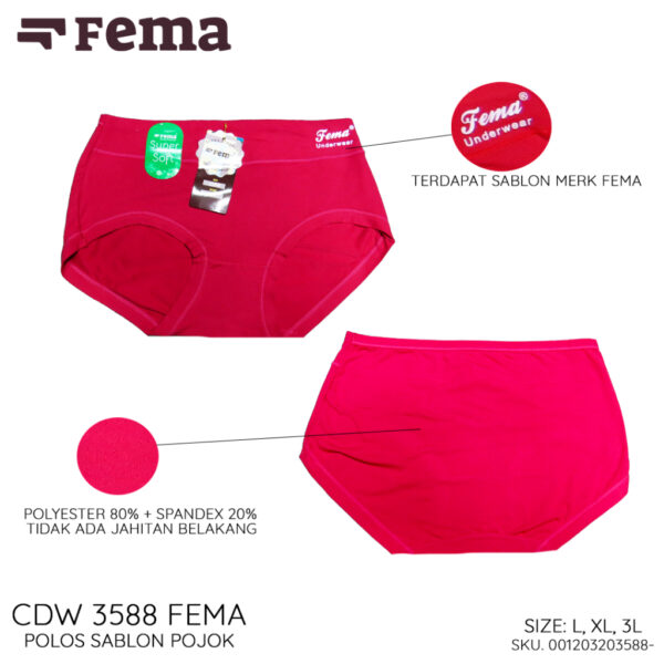 FEMA Official Shop GROSIR 1 LUSIN Celana Dalam Wanita 3588 Polos Sablon Huruf - Image 4