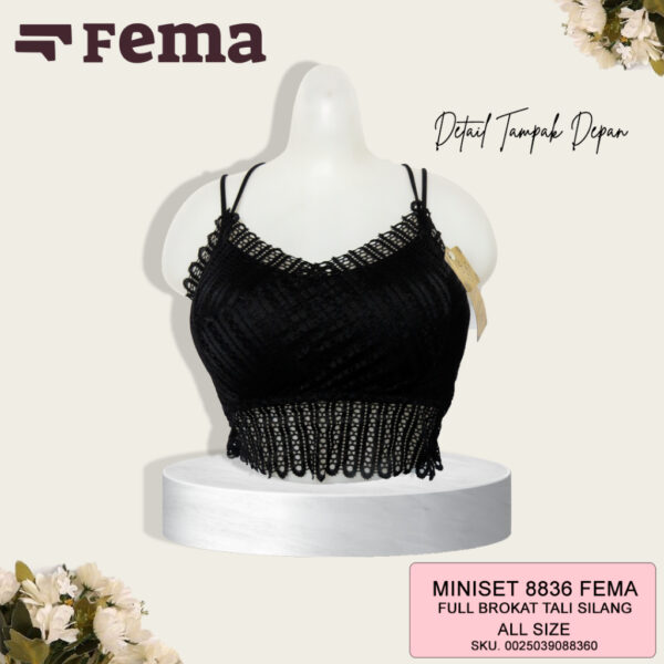 FEMA Official Shop Ecer 1 pcs Miniset Busa Sport Bra 8836 Full Renda Tali Silang - Image 3