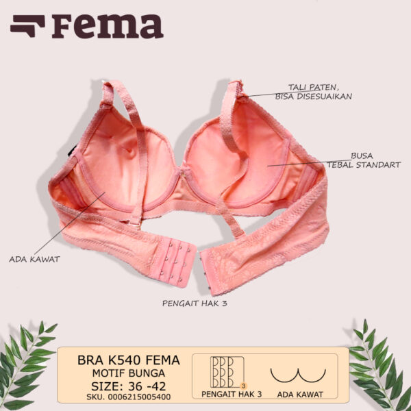 FEMA Official Shop Ecer 1 Pcs BH Bra K540 Motif Bunga Kawat - Image 4