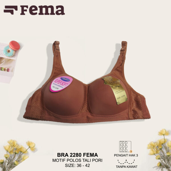 FEMA Official Shop Ecer 1 Pcs BH Bra 2280 Polos Tali Pori Tanpa Kawat - Image 3