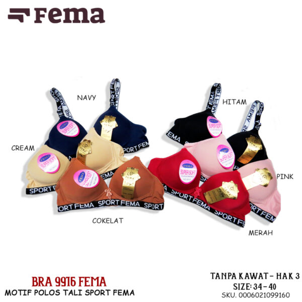 FEMA Official Shop Ecer 1 pcs BH Bra 9916/3396 Polos Tali Sport - Image 2