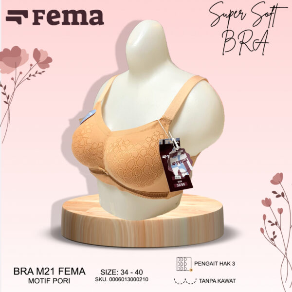 FEMA Official Shop Ecer 1 pcs Bh Bra M21 Halus Brokat Pori Tanpa Kawat - Image 3