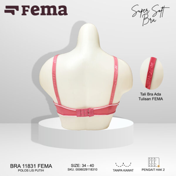 FEMA Official Shop Ecer 1 pcs Bh Bra 11831 Polos Lis Putih Tanpa Kawat - Gambar 4