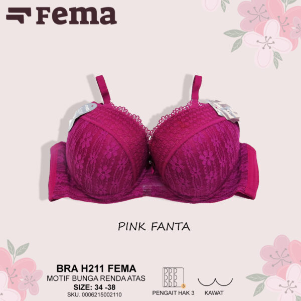 FEMA Official Shop Ecer 1 Pcs BH Bra H211 Motif Bunga Renda Atas Kawat - Image 3