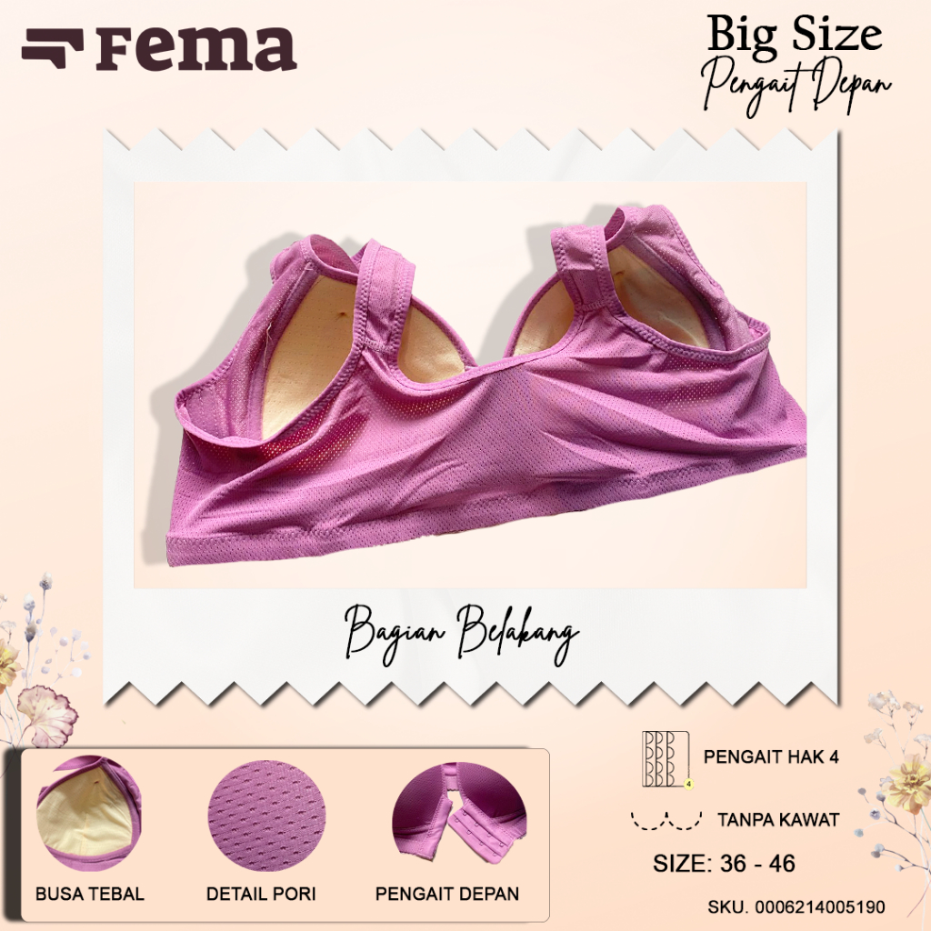 FEMA Official Shop Ecer 1 pcs Bh Bra 519 Jumbo Big Size Pengait Depan Netek Menyusui 1 FEMA Official Shop Ecer 1 pcs Bh Bra 519 Jumbo Big Size Pengait Depan Netek Menyusui