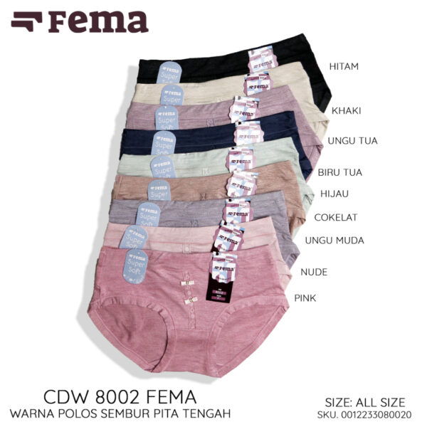 FEMA Official Shop Ecer 1 Pcs Celana Dalam Wanita 8002 Polos Sembur Pita Renda