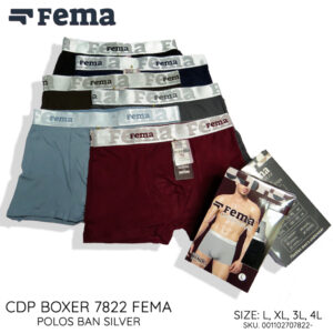 FEMA Official Shop Ecer 1 pcs Celana Dalam Pria Boxer 7822 Polos Ban Silver Glossy