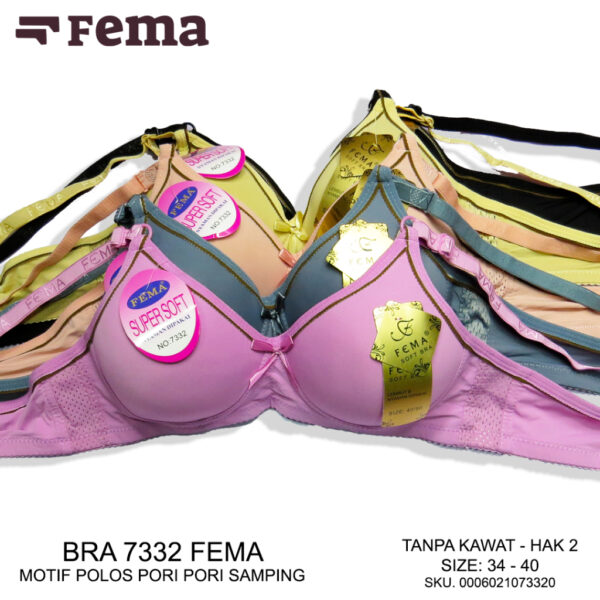 FEMA Official Shop Ecer 1 pcs Bh Bra 7332 Polos Lis Hitam Pori Samping - Image 2