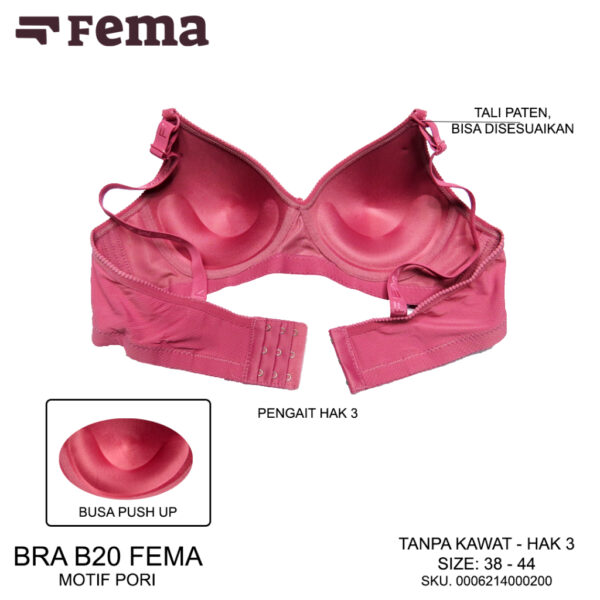 FEMA Official Shop Ecer 1 pcs Bh Bra B20 Hak 3 Full Pori Jumbo Import - Gambar 4
