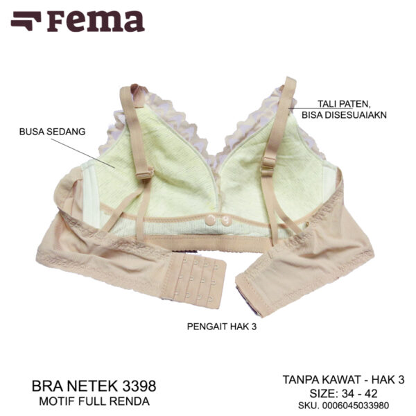 FEMA Official Shop Ecer 1 Pcs BH Bra 3398 Netek Menyusui Maternity Brokat Kancing Depan - Gambar 3