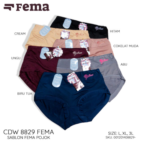 FEMA Official Shop GROSIR 1 Lusin Celana Dalam Wanita 8829 Polos Sablon - Image 2