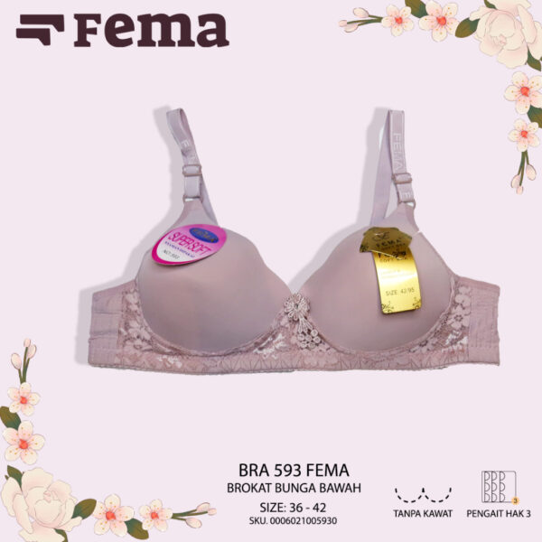 FEMA Official Shop Ecer 1 pcs Bh Bra  593 Pecah Telur Brokat Tanpa Kawat - Image 3
