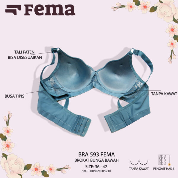 FEMA Official Shop Ecer 1 pcs Bh Bra  593 Pecah Telur Brokat Tanpa Kawat - Image 5